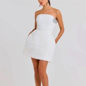 NADINE MERABI Strapless White Dress